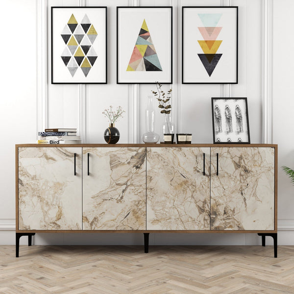 Konzolasztal Kiev - Diós, Fehér Marble-VASBÚTOR