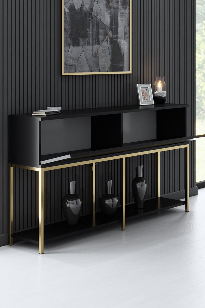 Konzolasztal Lord - Black, Gold-VASBÚTOR