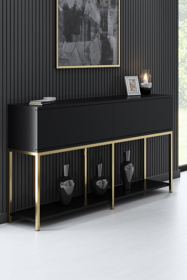Konzolasztal Lord - Black, Gold-VASBÚTOR