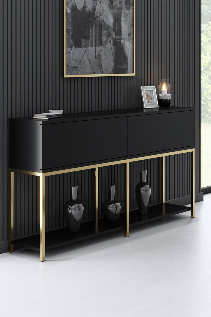Konzolasztal Lord - Black, Gold-VASBÚTOR