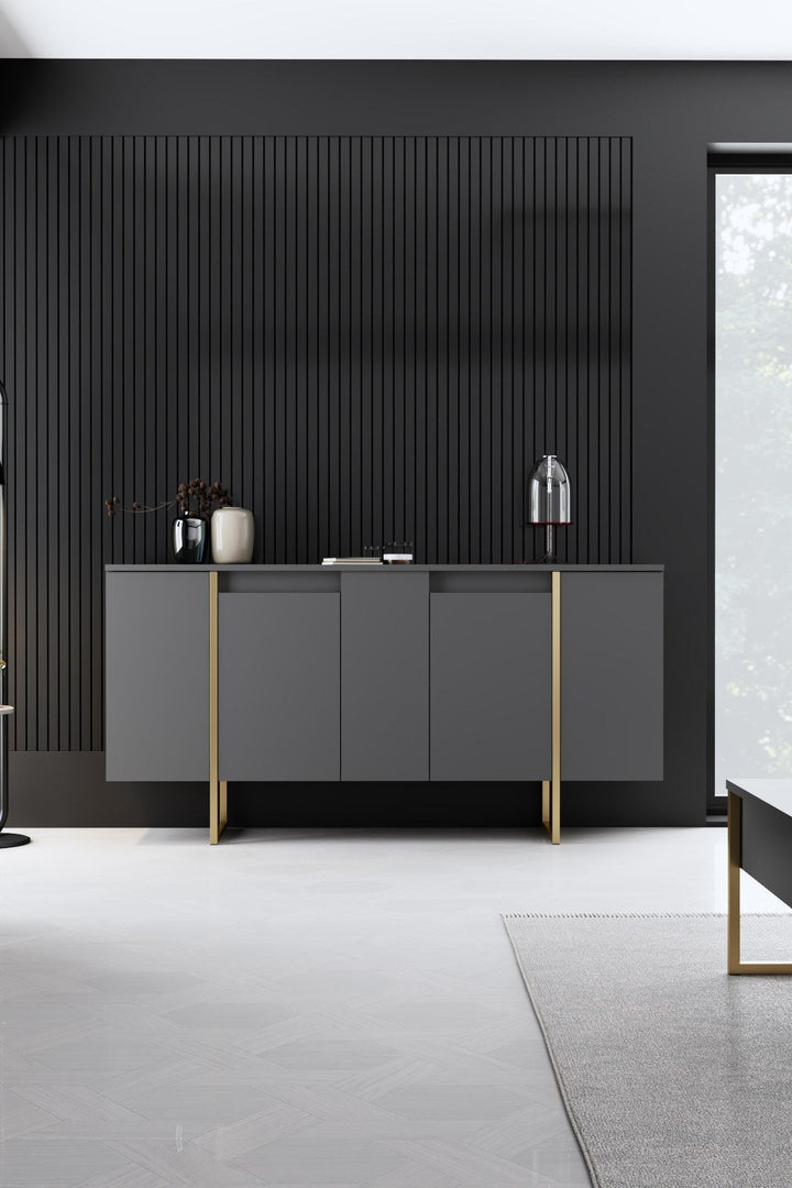 Konzolasztal Luxe - Anthracite, Gold-VASBÚTOR