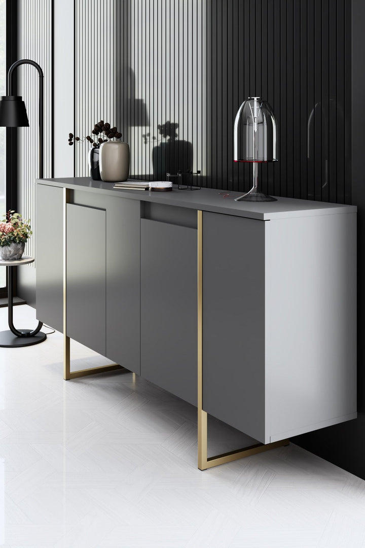 Konzolasztal Luxe - Anthracite, Gold-VASBÚTOR