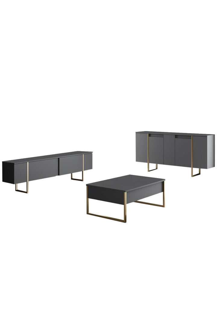Konzolasztal Luxe - Anthracite, Gold-VASBÚTOR