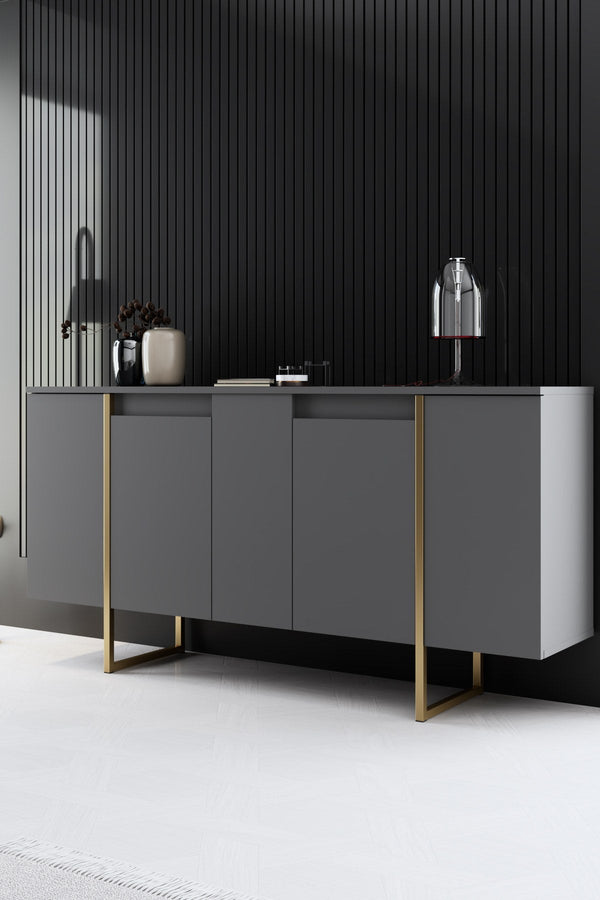 Konzolasztal Luxe - Anthracite, Gold-VASBÚTOR
