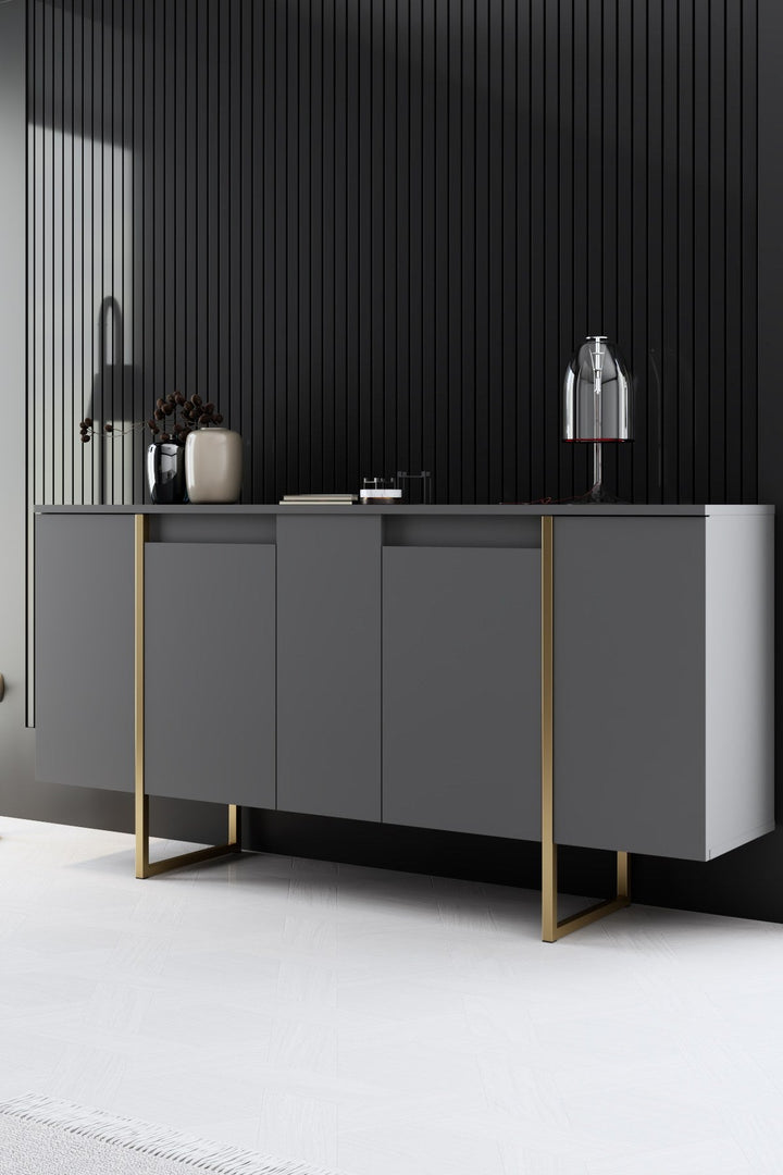 Konzolasztal Luxe - Anthracite, Gold-VASBÚTOR