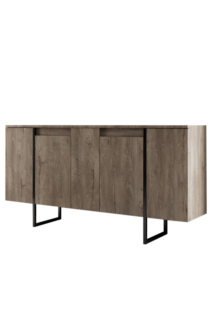Konzolasztal Luxe - Walnut, Black-VASBÚTOR