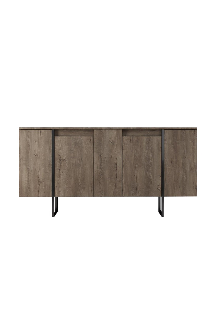 Konzolasztal Luxe - Walnut, Black-VASBÚTOR