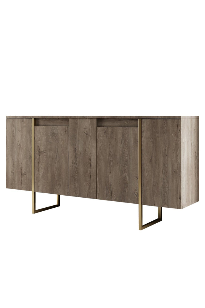 Konzolasztal Luxe - Walnut, Gold-VASBÚTOR