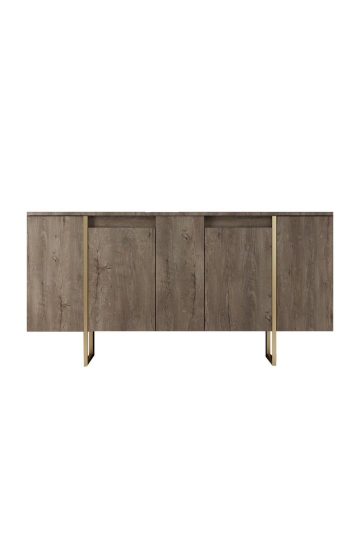 Konzolasztal Luxe - Walnut, Gold-VASBÚTOR