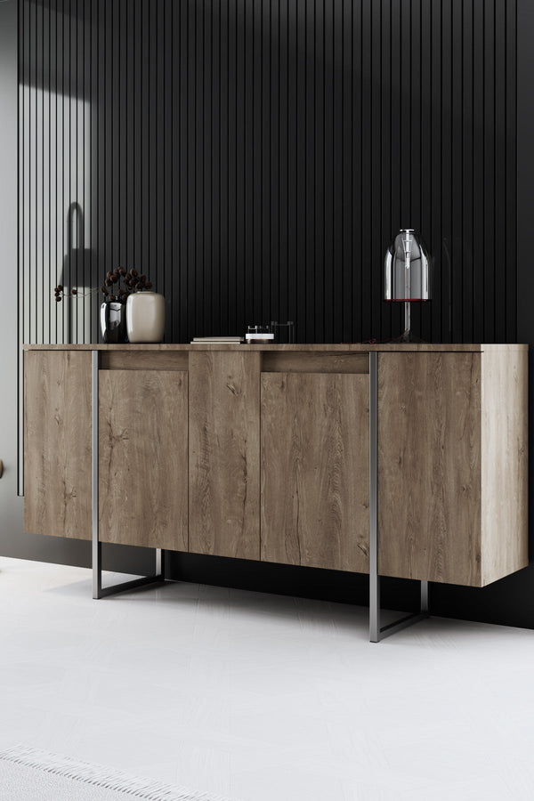 Konzolasztal Luxe - Walnut, Silver-VASBÚTOR
