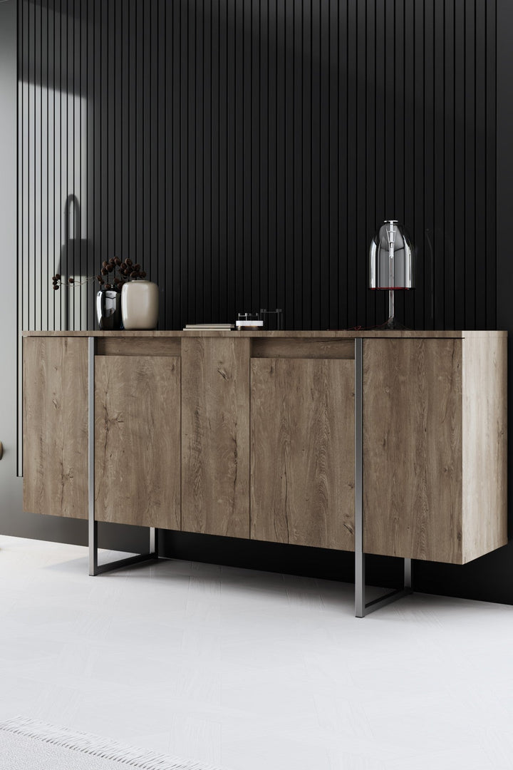 Konzolasztal Luxe - Walnut, Silver-VASBÚTOR