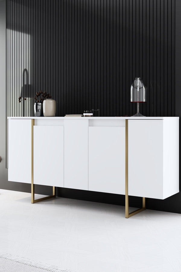 Konzolasztal Luxe - White, Gold-VASBÚTOR