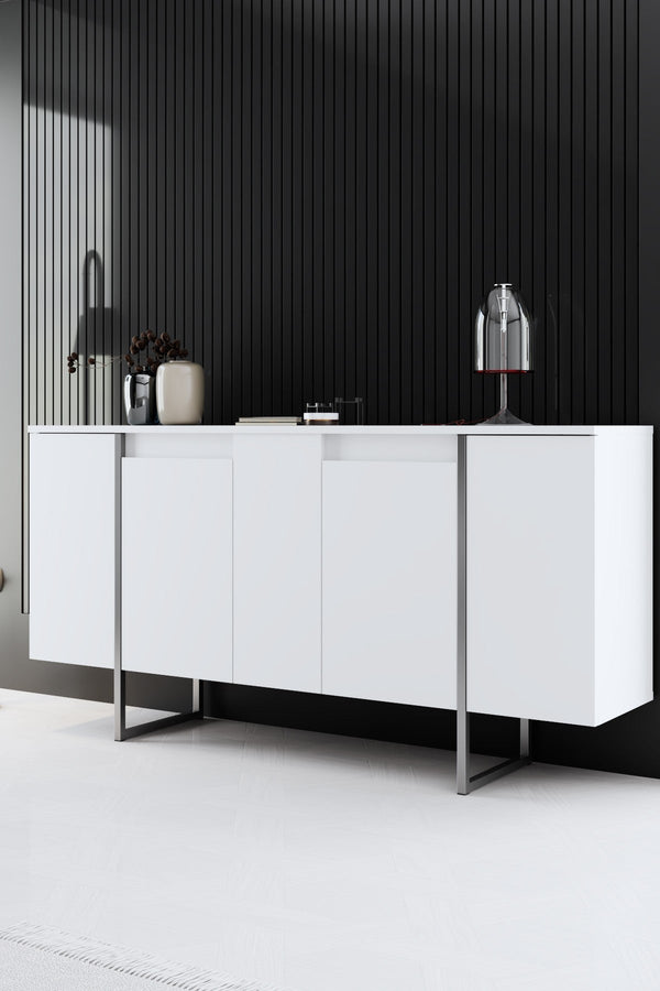 Konzolasztal Luxe - White, Silver-VASBÚTOR