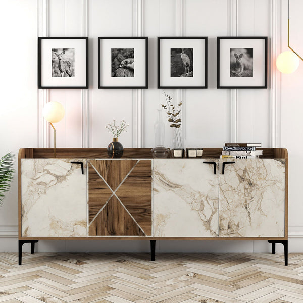 Konzolasztal Venedik - Diós, Fehér Marble-VASBÚTOR