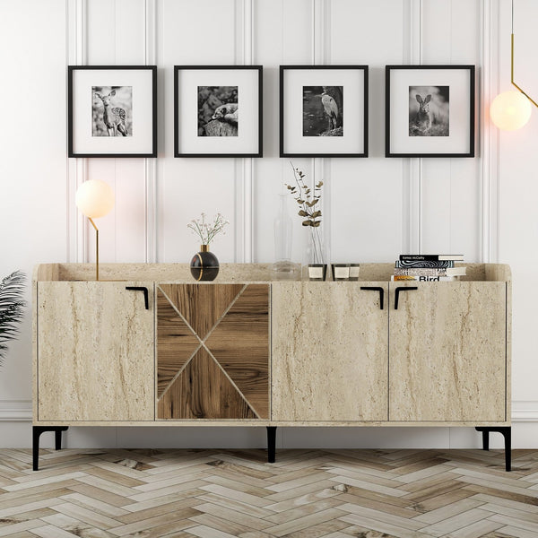 Konzolasztal Venedik - Diós, Travertine-VASBÚTOR