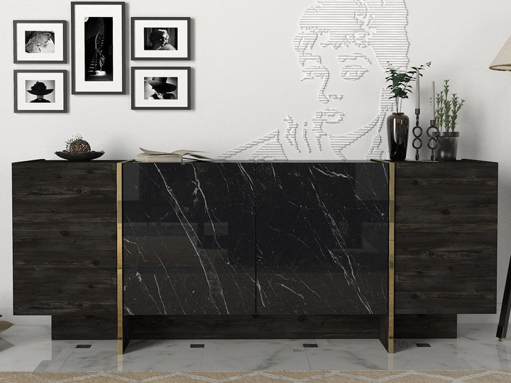 Konzolasztal Veyron - Black, Gold-VASBÚTOR