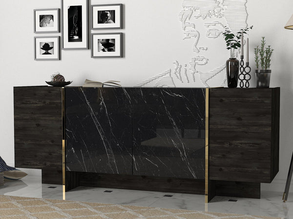 Konzolasztal Veyron - Black, Gold-VASBÚTOR