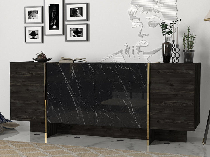 Konzolasztal Veyron - Black, Gold-VASBÚTOR