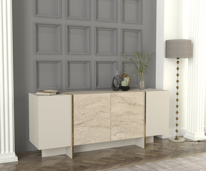 Konzolasztal Veyron - Travertine, Sandstone-VASBÚTOR