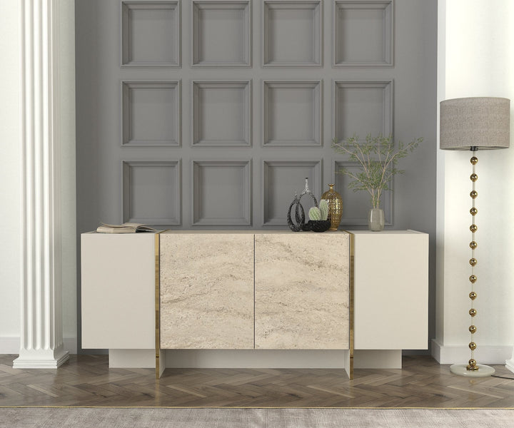 Konzolasztal Veyron - Travertine, Sandstone-VASBÚTOR