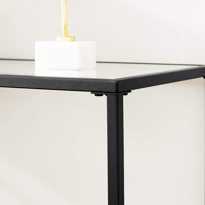 Konzolasztal edzett üveg, lerakóasztal állítható lábakkal, 100x35x80 cm, fekete-VASBÚTOR