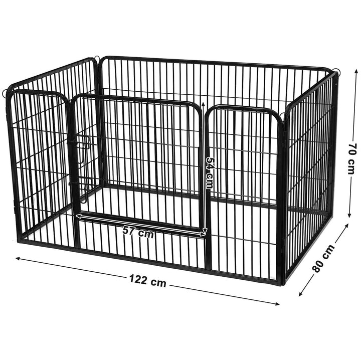 Kutya kennel, kutyaketrec 122x80x70 cm, kültéri kisállat kifutó, fekete-VASBÚTOR