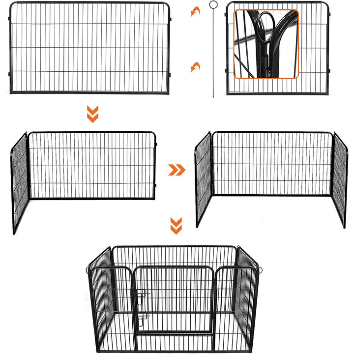Kutya kennel, kutyaketrec 122x80x70 cm, kültéri kisállat kifutó, fekete-VASBÚTOR