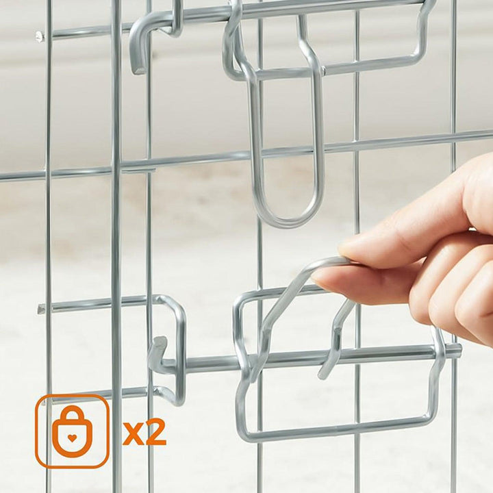 Kutya kennel, kutyaketrec, 61 cm magas, összecsukható kifutó 8 paneles, ezüst | VASHOME-VASBÚTOR