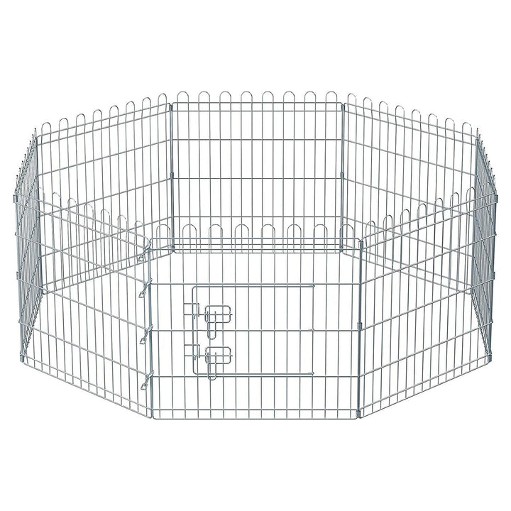 Kutya kennel, kutyaketrec, 61 cm magas, összecsukható kifutó 8 paneles, ezüst | VASHOME-VASBÚTOR