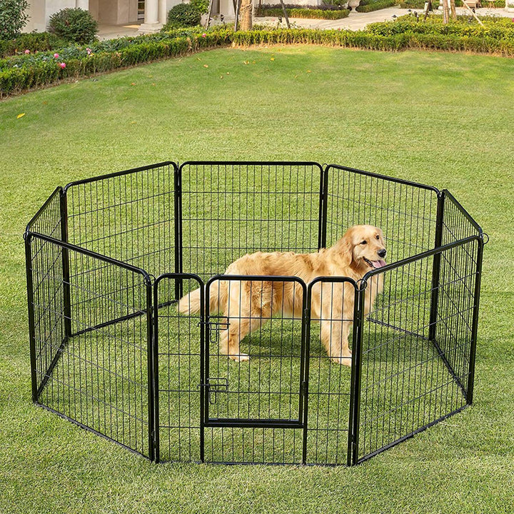 Kutya kennel, kutyaketrec 77 x 80 cm, kültéri kisállat kifutó, fekete-VASBÚTOR
