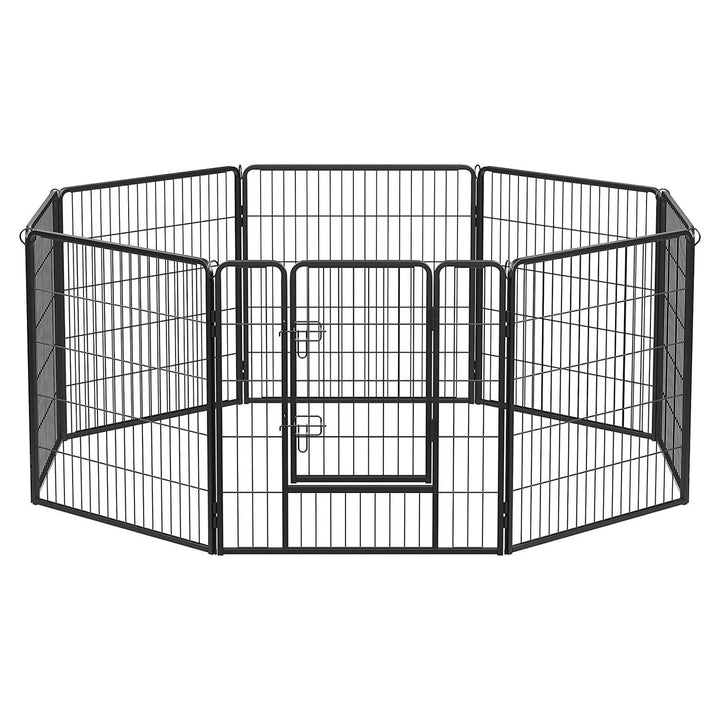 Kutya kennel, kutyaketrec 77 x 80 cm, kültéri kisállat kifutó, fekete-VASBÚTOR