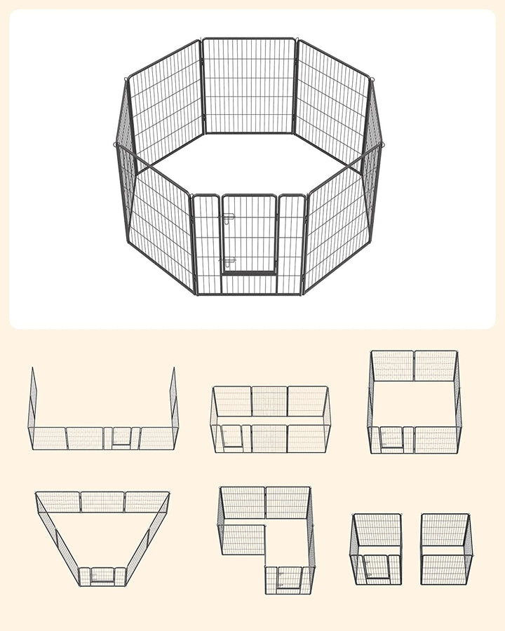 Kutya kennel, kutyaketrec 77x 100cm, kültéri kisállat kifutó, fekete-VASBÚTOR