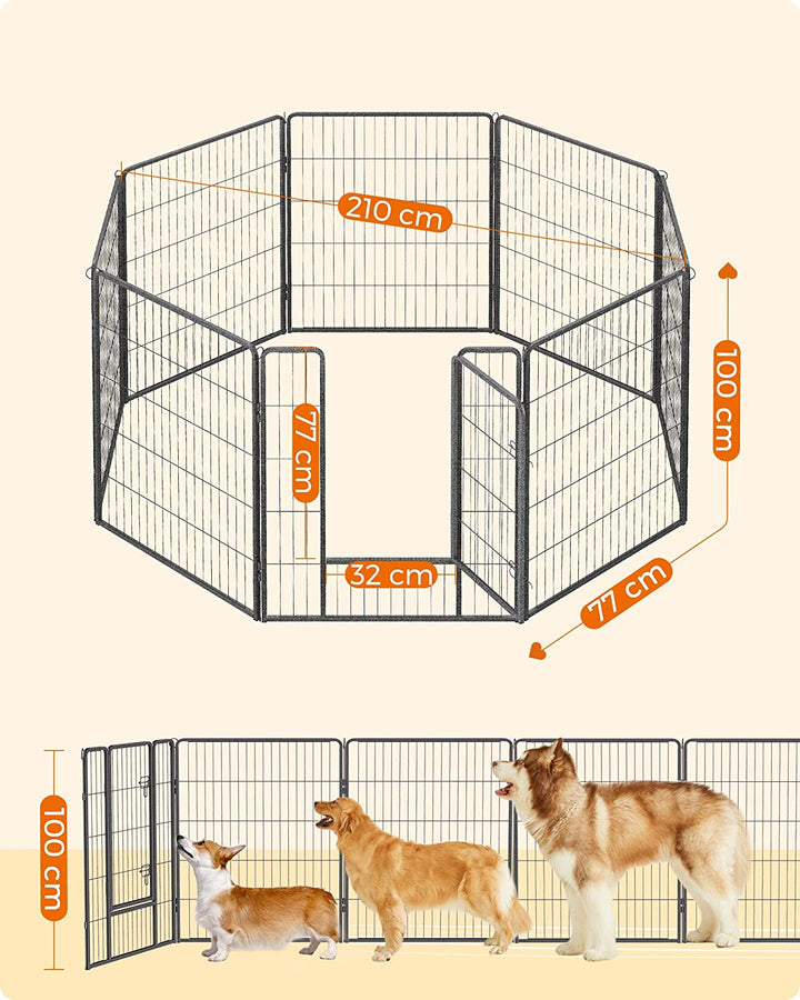 Kutya kennel, kutyaketrec 77x 100cm, kültéri kisállat kifutó, fekete-VASBÚTOR