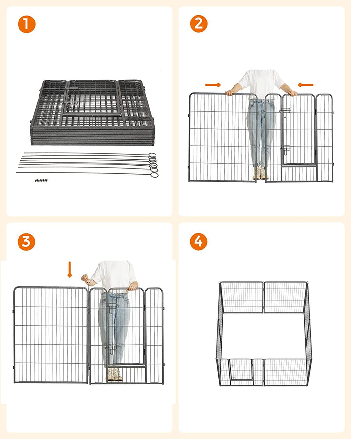 Kutya kennel, kutyaketrec 77x 100cm, kültéri kisállat kifutó, fekete-VASBÚTOR