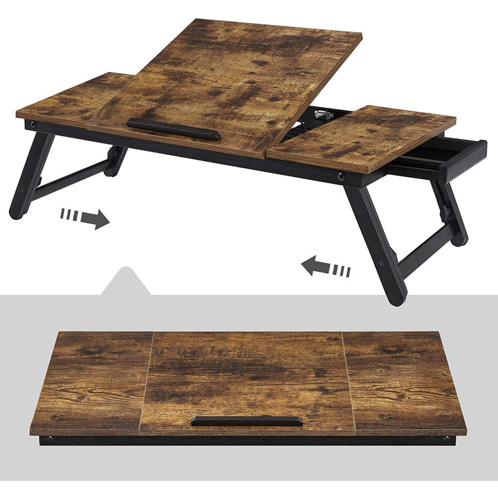Laptop asztal, állítható reggeliző tálca, 71 x 35 x 23 cm, rusztikus barna-VASBÚTOR