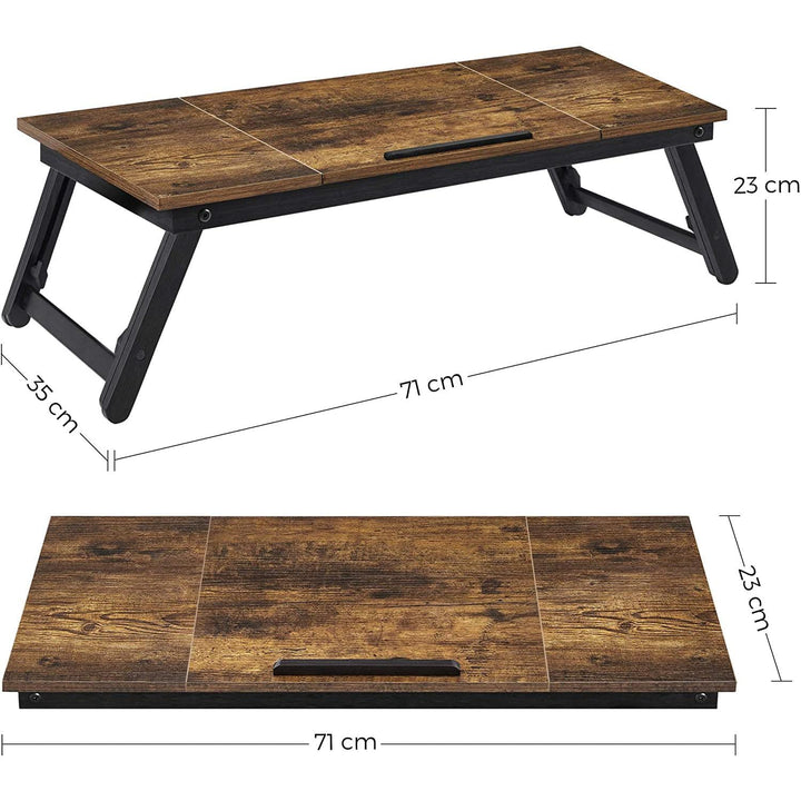 Laptop asztal, állítható reggeliző tálca, 71 x 35 x 23 cm, rusztikus barna-VASBÚTOR