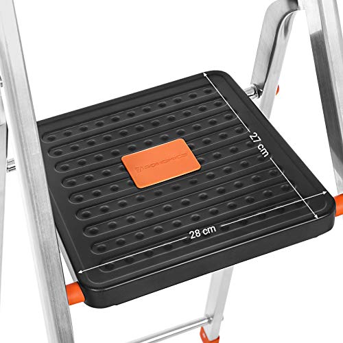 Lépcsős létra 4 lépcsőfok, összecsukható alumínium létra, Max. terhelés 150 kg, Fekete-VASBÚTOR