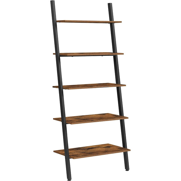Létrapolc, 5 szintes könyvespolc 64 x 34 x 186 cm barna-VASBÚTOR