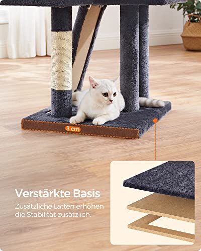 Macska kaparóoszlop, többszintes 135 cm kis macska kaparófa, sötétszürke-VASBÚTOR