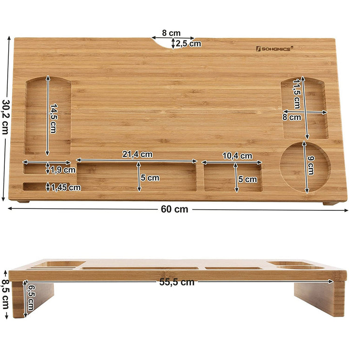Monitor állvány, bambusz asztali rendező, 60 x 30,2 x 8,5 cm-VASBÚTOR