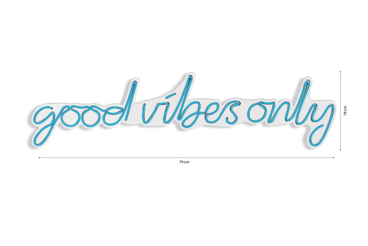 Műanyag LED-es fali dekoráció, Good Vibes Only - Blue-VASBÚTOR