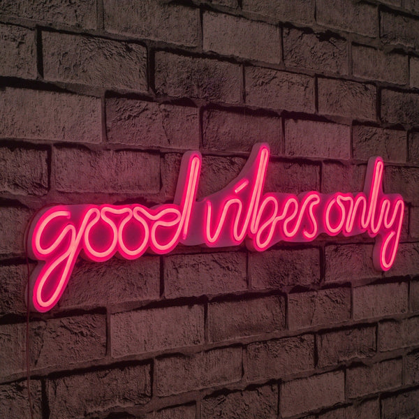Műanyag LED-es fali dekoráció, Good Vibes Only - Pink-VASBÚTOR