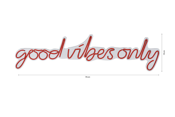 Műanyag LED-es fali dekoráció, Good Vibes Only - Red-VASBÚTOR