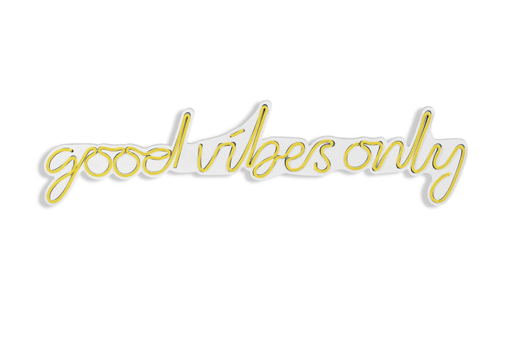Műanyag LED-es fali dekoráció, Good Vibes Only - Sárga-VASBÚTOR