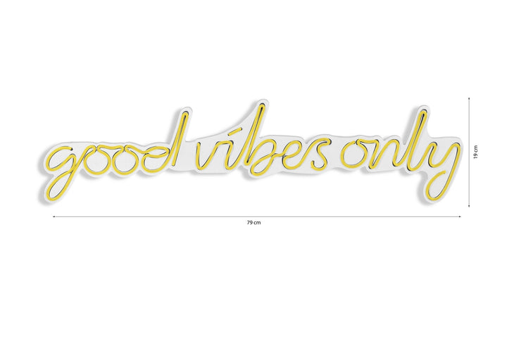 Műanyag LED-es fali dekoráció, Good Vibes Only - Sárga-VASBÚTOR