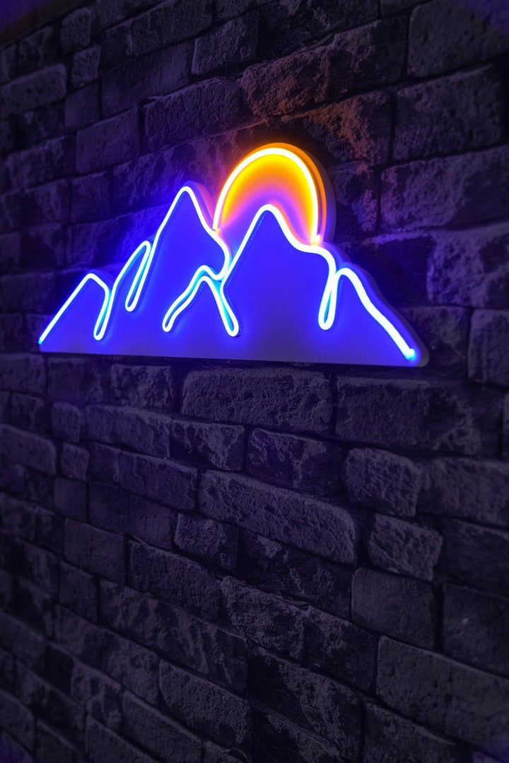 Műanyag LED-es fali dekoráció, Mountain - Blue - Sárga-VASBÚTOR