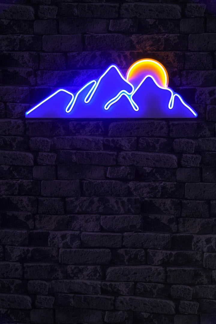 Műanyag LED-es fali dekoráció, Mountain - Blue - Sárga-VASBÚTOR