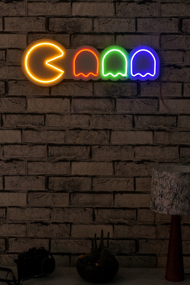 Műanyag LED-es fali dekoráció, Pacman - Multicolor-VASBÚTOR