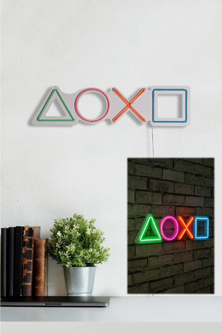 Műanyag LED-es fali dekoráció, Play Station - Multicolor-VASBÚTOR