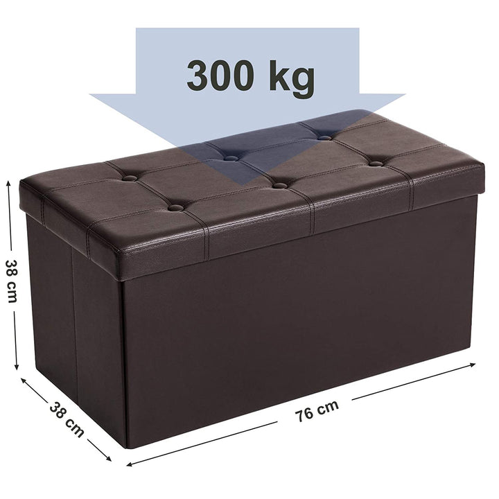 Műbőr összecsukható tároló pad, 80 L, barna-VASBÚTOR